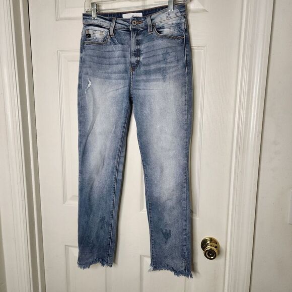 KanCan Denim - Kancan Mid Rise Tapered Leg Distressed Jeans 5/26